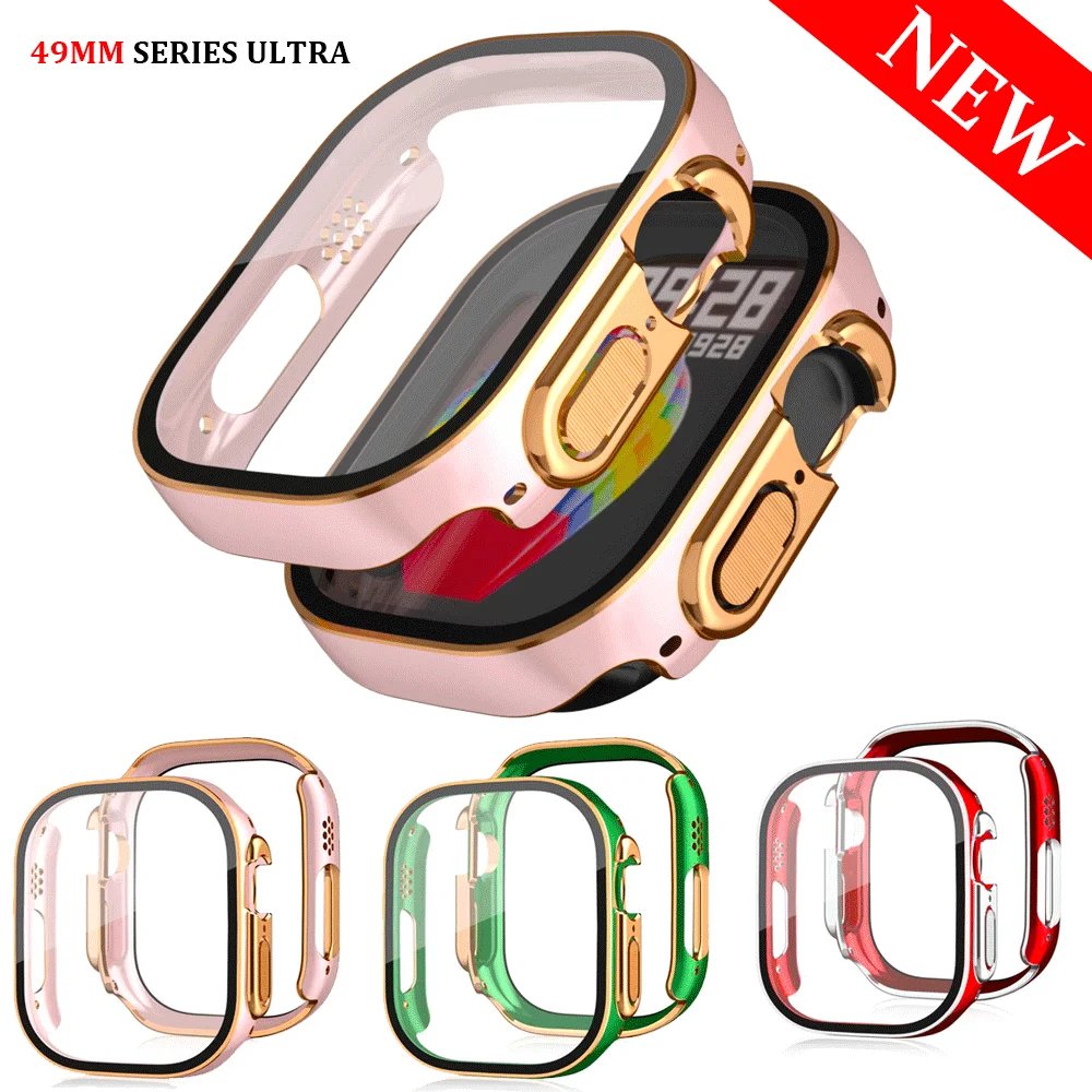Tempered Glass+case For Apple Watch Ultra 49mm band smartwatch film PC+Bumper Screen Protector Cover iwatch series Accessories