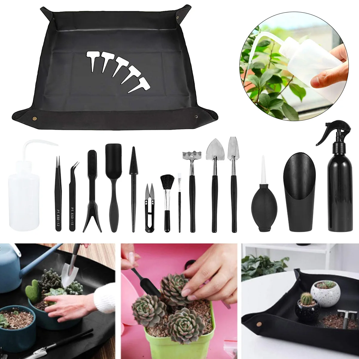 

21 pcs Transplanting Tool Kit Mini Garden Hand Tools Set Indoor Bonsai Miniature Transplant Seedling Tool Succulent Plants Tools