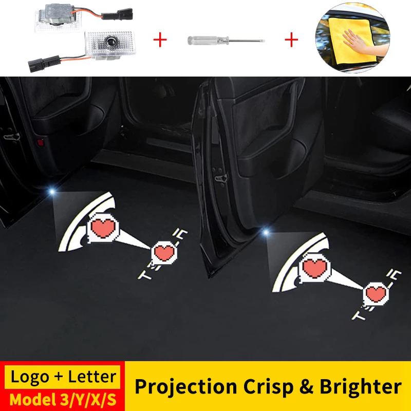

Projection Crisp Bright Logo Emblem For Tesla Model 3 Y S X Door Puddle Lights LED Welcome Bulb Lamp 2022 2021 2020 Accessories