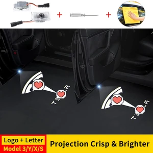 Projection Crisp Bright Logo Emblem For Tesla Model 3 Y S X Door Puddle Lights LED Welcome Bulb Lamp