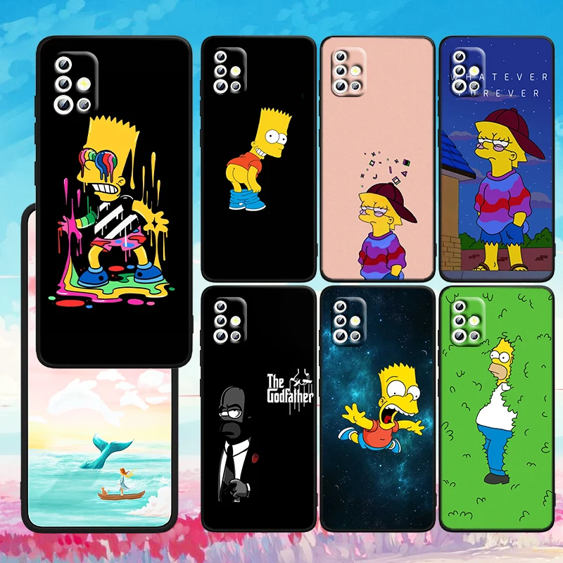 

Black Phone Case For Samsung A73 A72 A71 A54 A53 A52 A51 A42 A33 A32 A23 A22 A21S A13 A04 A03 5G Anime Simpsons Lisa Bart