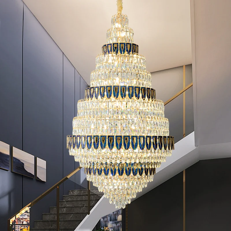 

Индивидуальная Хрустальная вилла, большая люстра для гостиной, высококлассная Инженерная лестница, лобби отеля, бриллиантовая