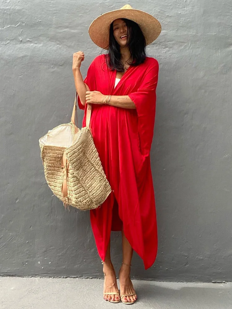 Белая накидка на бикини в стиле бохо парео из искусственного шелка с поясом