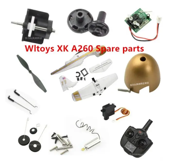 

Wltoys A260 RC drone spare parts motor propeller Landing gear Remote controller receiving board servo etc.