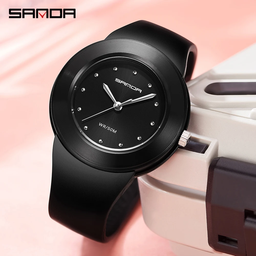SANDA Quartz Watch For Women Casual Clock 2023 Brand New Genuine Watches Fashion Rose Gold Case 30M Waterproof Reloj Mujer 3119