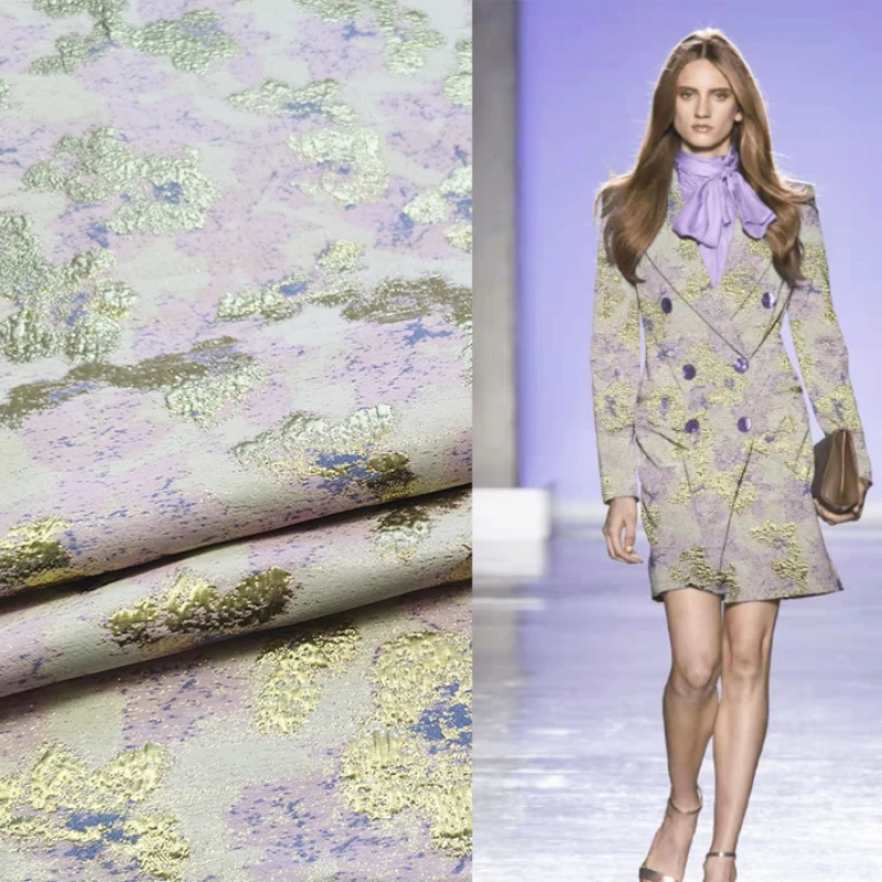 

Жаккардовая ткань с золотой шелковой парчой, Очаровательная ветровка с высокой оправой, большая юбка, платье европейского бренда, модная ди...