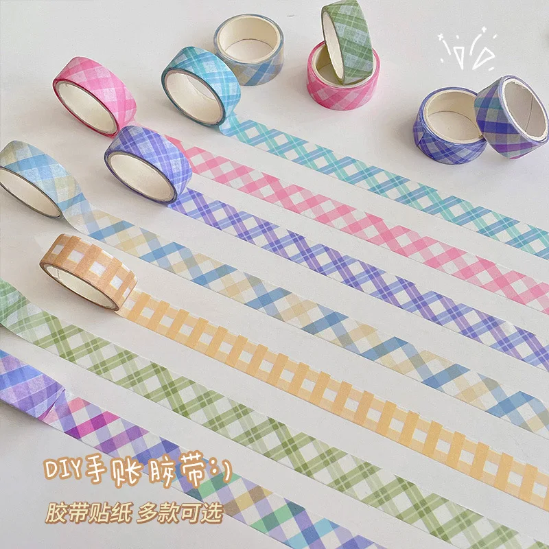 

5pcs/lot Cute Plaid Grid Washi Tape for Kids School Stationery Supplies Kawaii Adhestive Tape Book Planner Decor Masking Taps