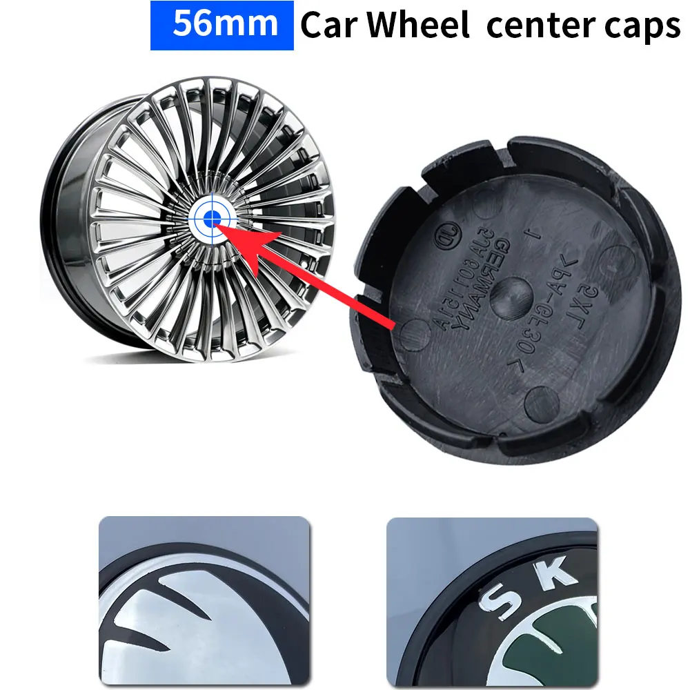 

80pcs 56mm 5.6cm Car Wheel Hub Stickers Rim Center Emblem Badge Decal For Octavia 2 3 Rapid Kodiaq Fabia Superb Kamiq 1J0601171