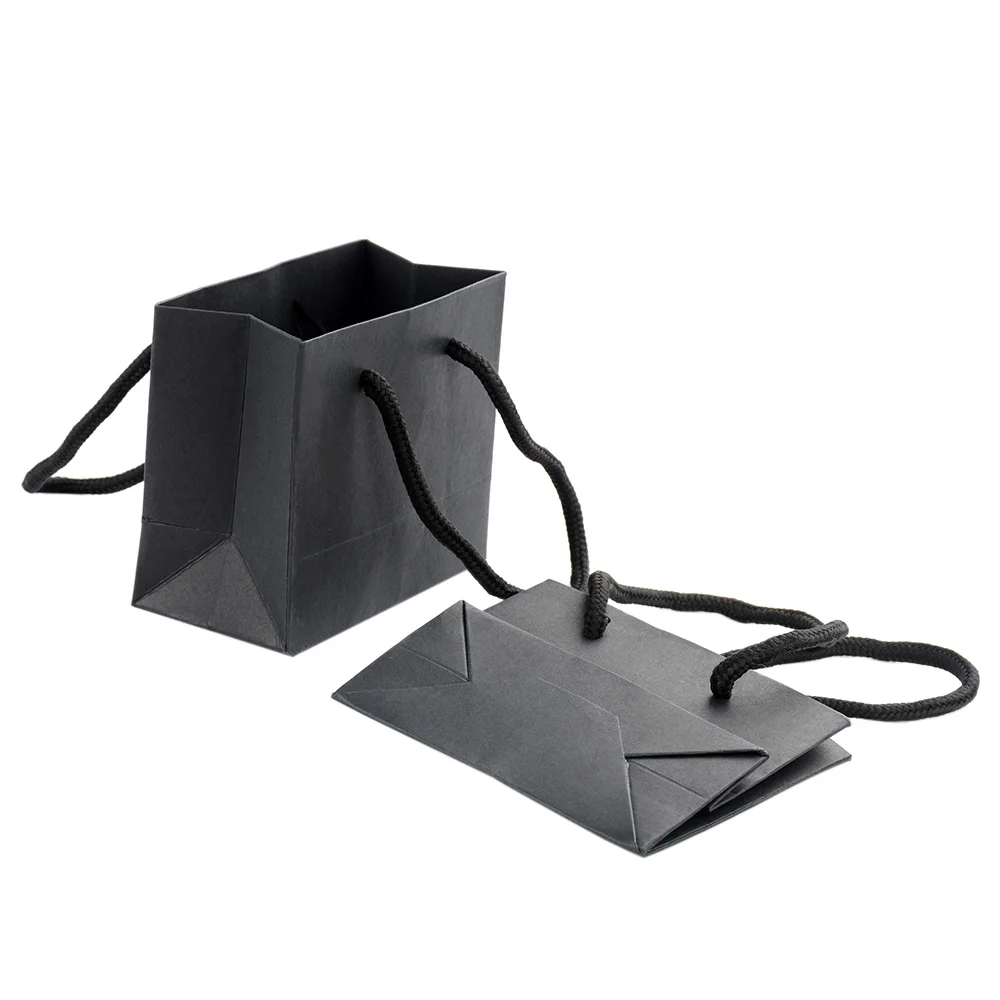 

5pcs Black Gift Bag Present Handles Bags Shopping Packing box bag Clothes Gifts Bag Eid Mubarak Kraft Paper Bags Favors Supplies