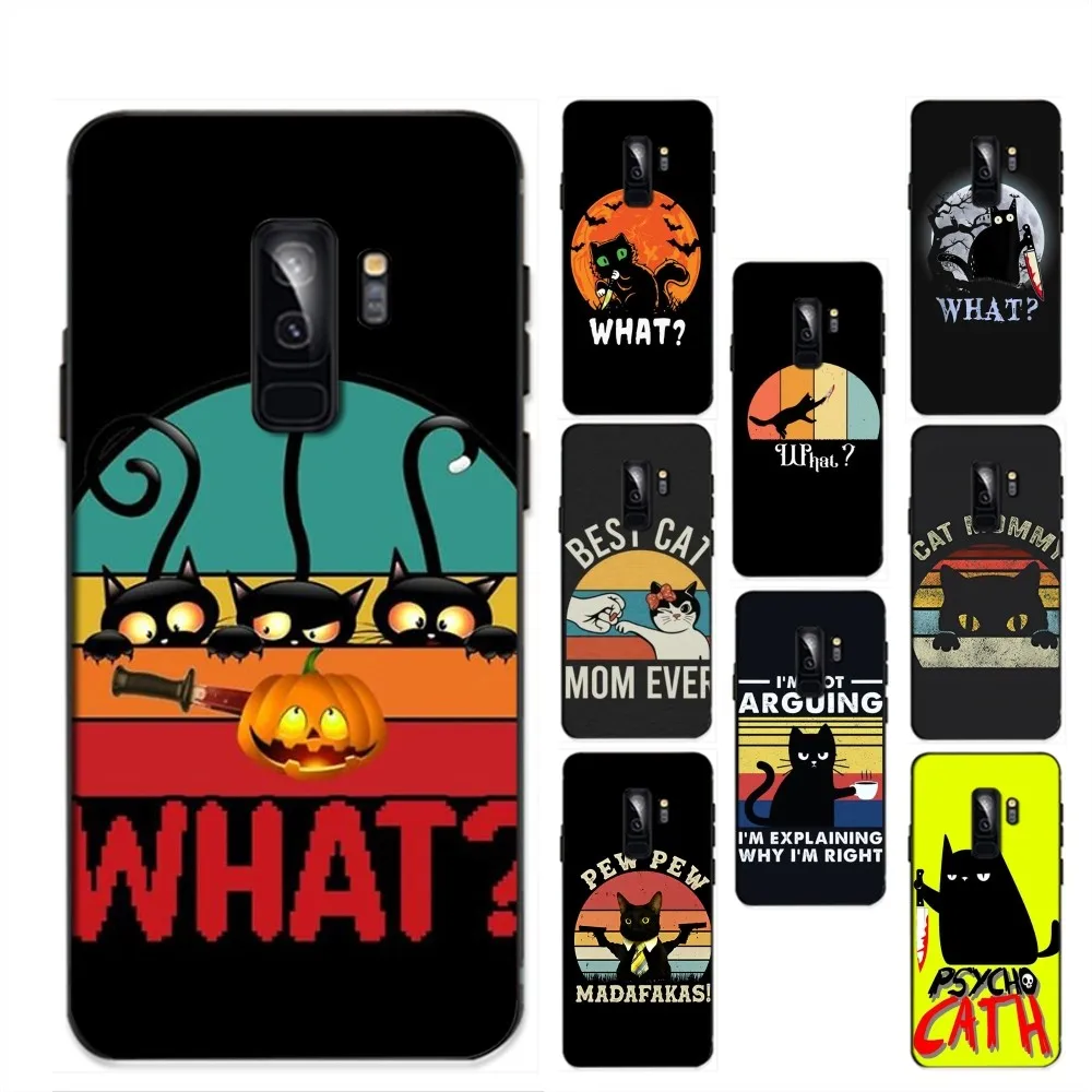 

Funny Black Cat What Phone Case For Samsung S 9 10 20 21 22 23 30 23plus lite Ultra FE S10lite Fundas