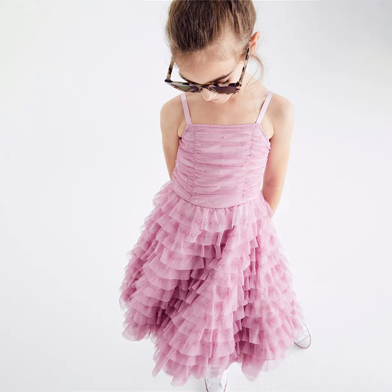 

Per-sale(Ships In Mid-May) 2022 Summer Girls Dress Lilac Purple Cake Dress Children's Suspender Dress Kids Dresses for Girls