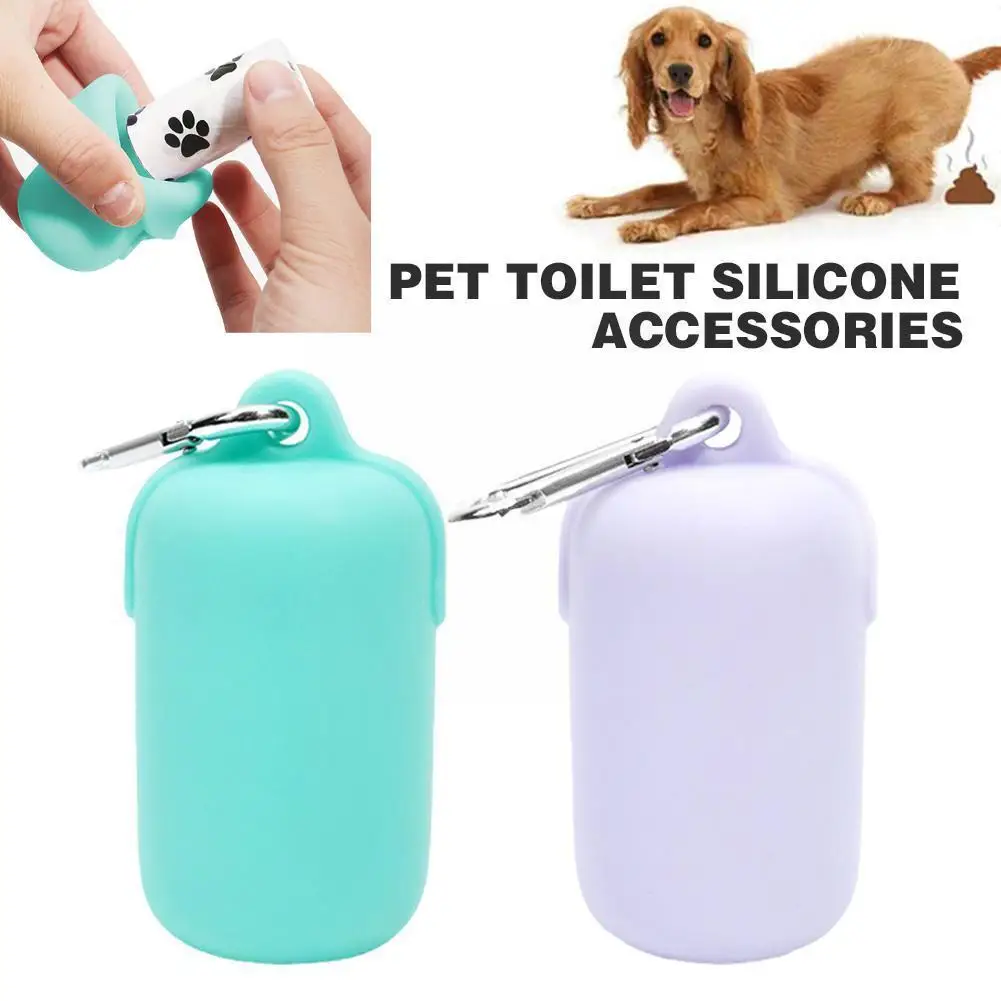 

Dog Poop Bags Dispenser Pet Waste Picker With Carabiner Pet Products Silicone Reusable O8L5