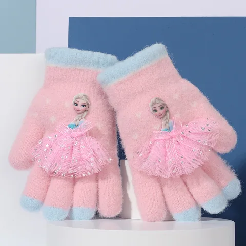Новинка 2023, перчатки Disney «Холодное сердце» для девочек и мальчиков, осенне-зимние перчатки, Нескользящие дышащие рукавицы «Эльза», Рождественский подарок