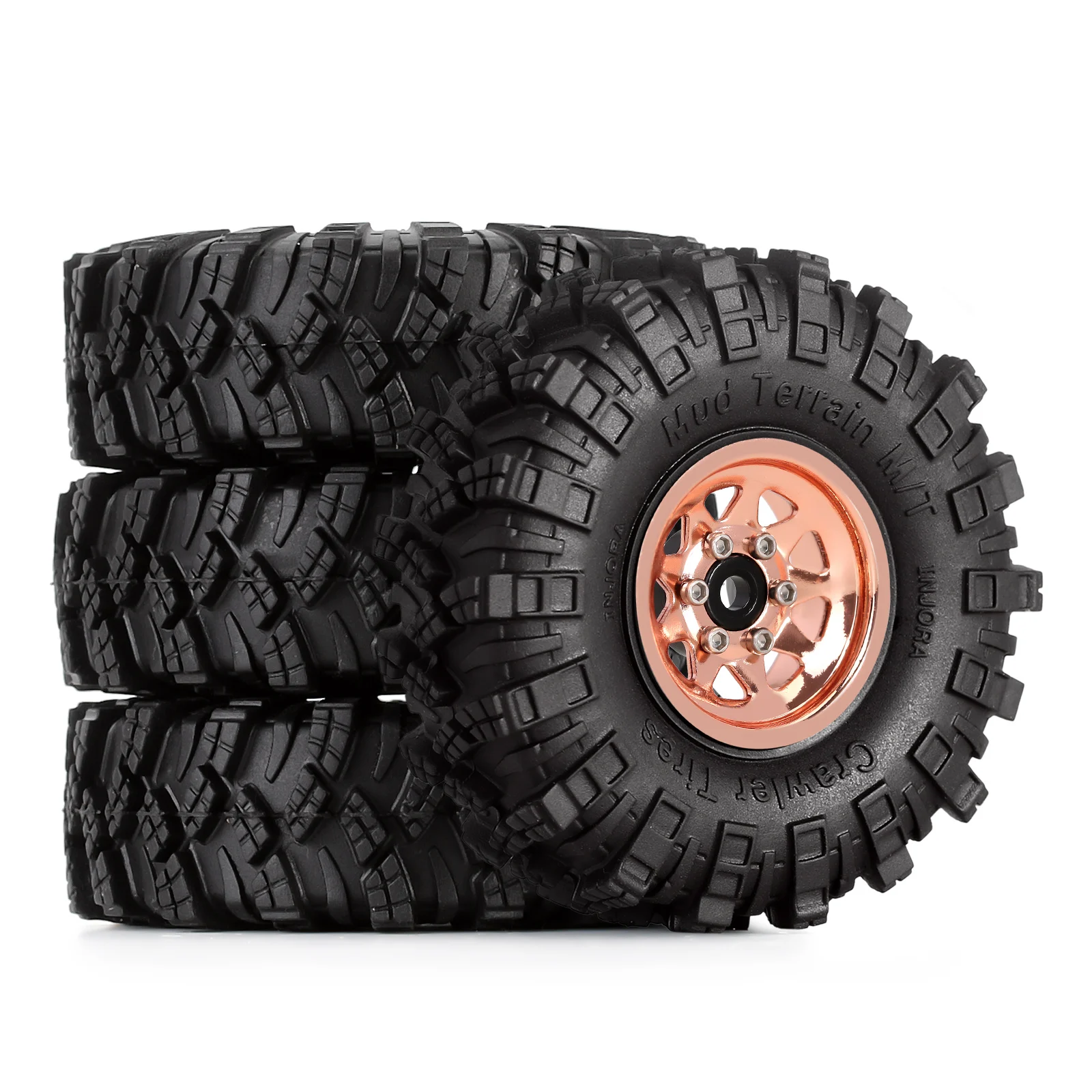 1.0inch Beadlock Wheel Rim&Mud Tires for RC Crawler Car Axial SCX24 Deadbolt Jeep JLU Gladiator Enduro24 (W1003-T1007))
