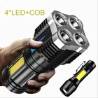 4 светодиодных лампы, USB Перезаряжаемый со встроенной батареей 18650 мА, монолитный блок светодиодов для самообороны, светодиодный фонарь для кемпинга