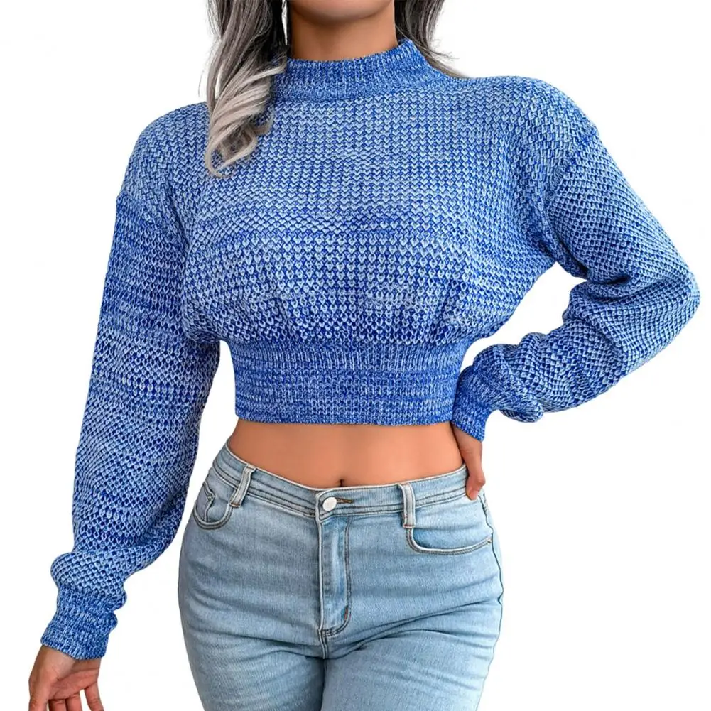 

Модный вязаный свитер, теплый Эластичный свитер, топ, однотонный короткий вязаный пуловер, свитер