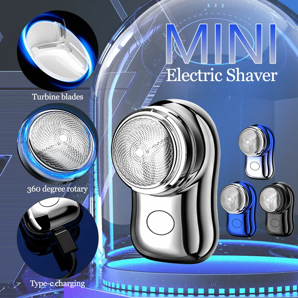 

Electric Shaver for Men Mini Shaver Beard Hair Cutting Machine Washable Rechargeable Portable Face Rotary Razor for Men