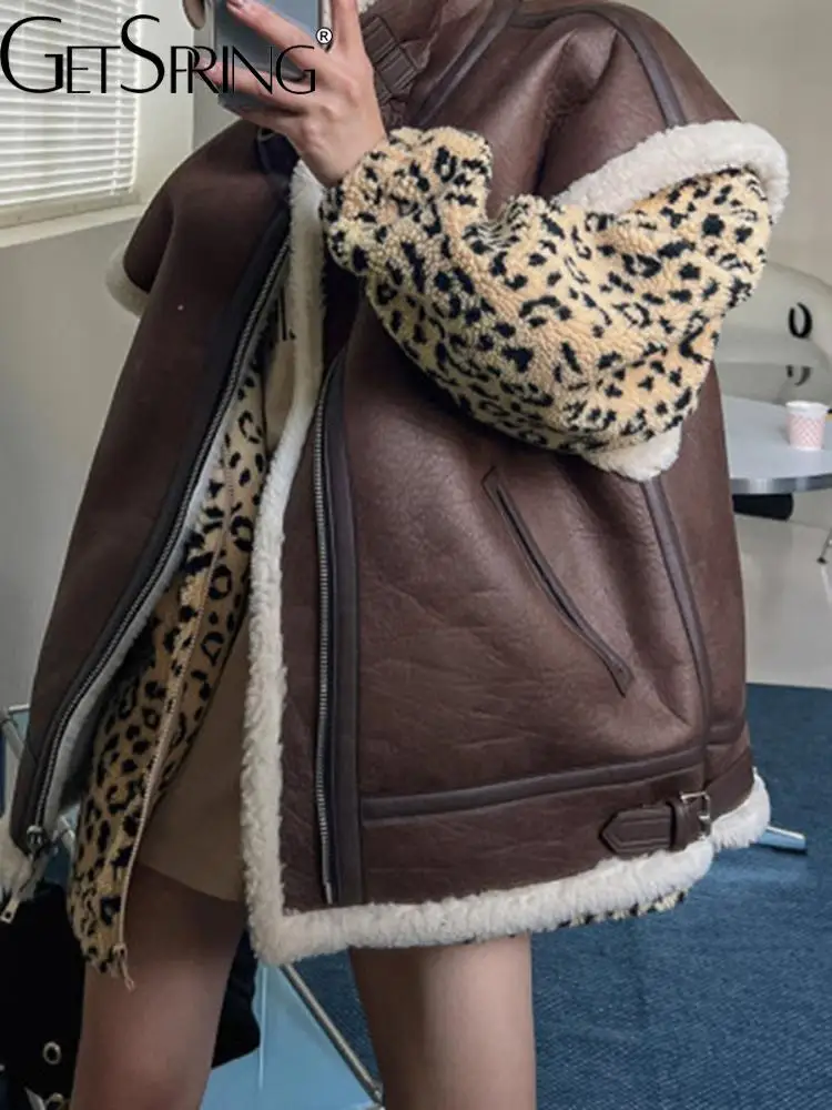 

GetSpring, женский жилет, элегантное красивое меховое пальто, женский жилет на молнии без рукавов, Свободное длинное теплое Женское пальто 2022