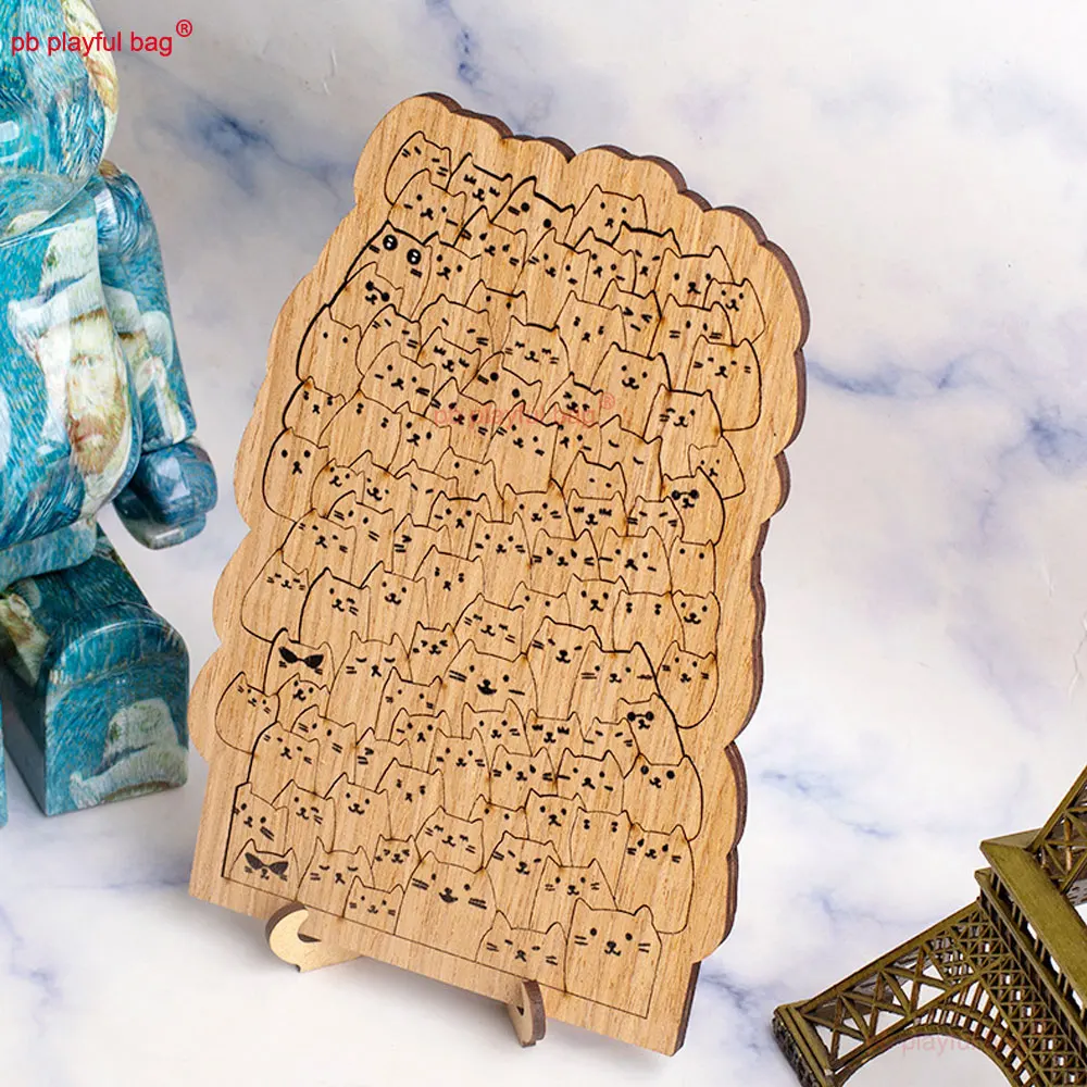 Деревянный пазл с рисунком кота детские рождественские подарки пазлы в форме