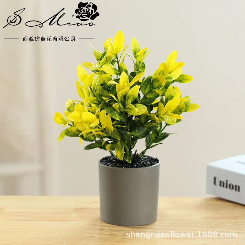 

Home Desktop Decoration Simulation Small Slik Floret Grass Bonsai Potted Artificial Plant Ornament Including Bag Flowerpot