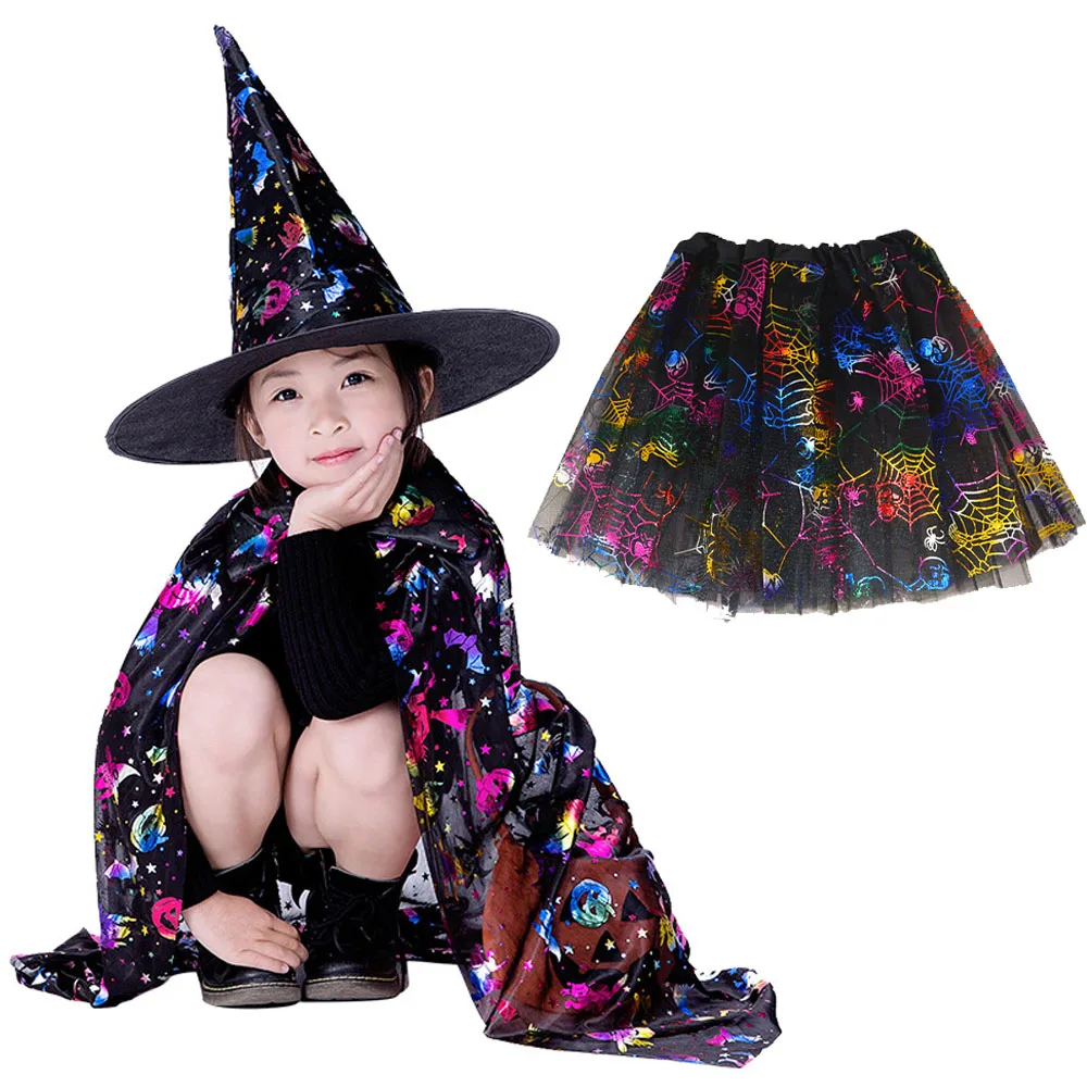 

Masquerade Costume Wizard Witch Cloak Cape Robe With Hat For Show Play s Magic Wands Baby Kids Children Halloween