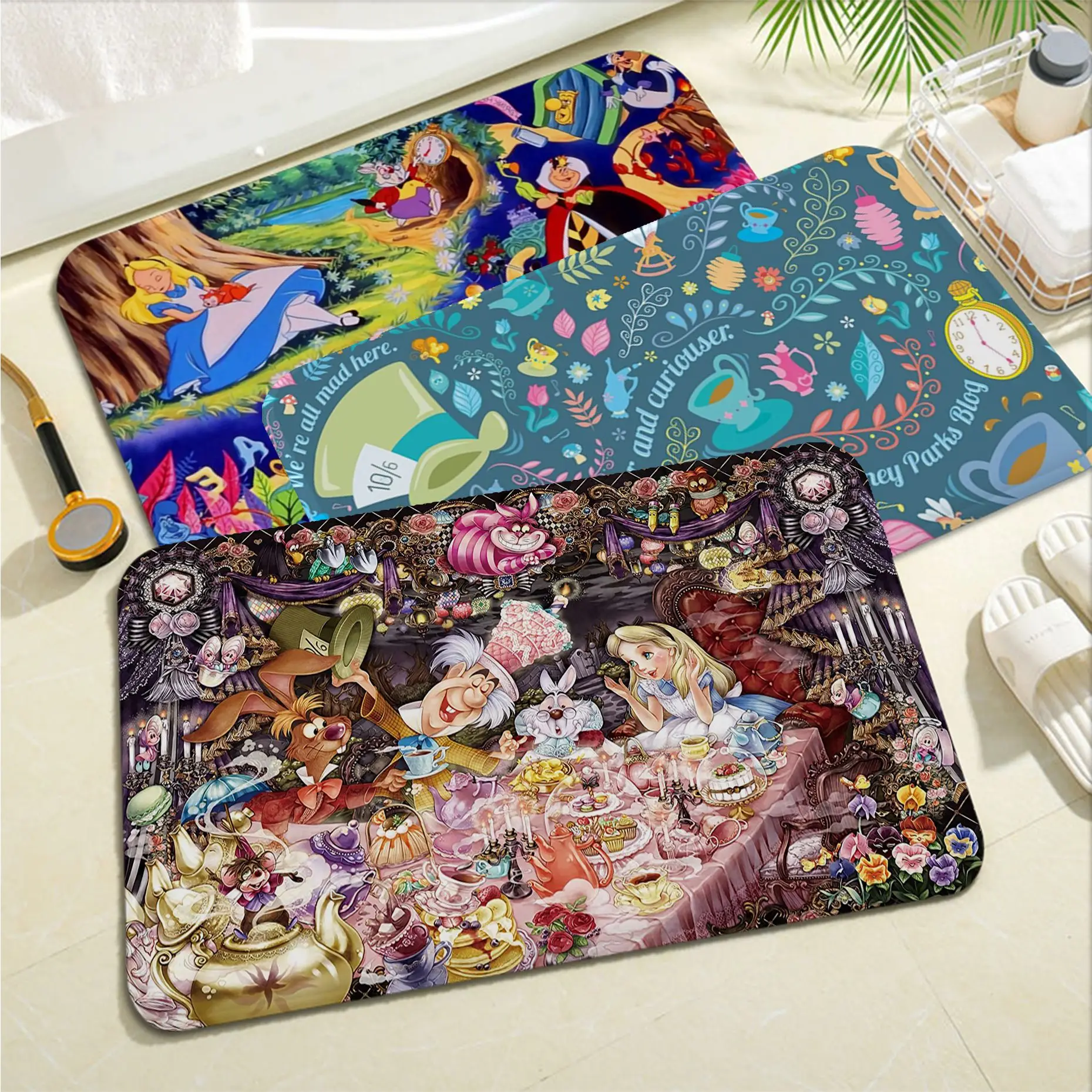 

Disney Alice Adventures In Wonderland Bath Mat Non-Slip Laundry Room Mat Laundry Decor Balcony Child Living Room Welcome Doormat
