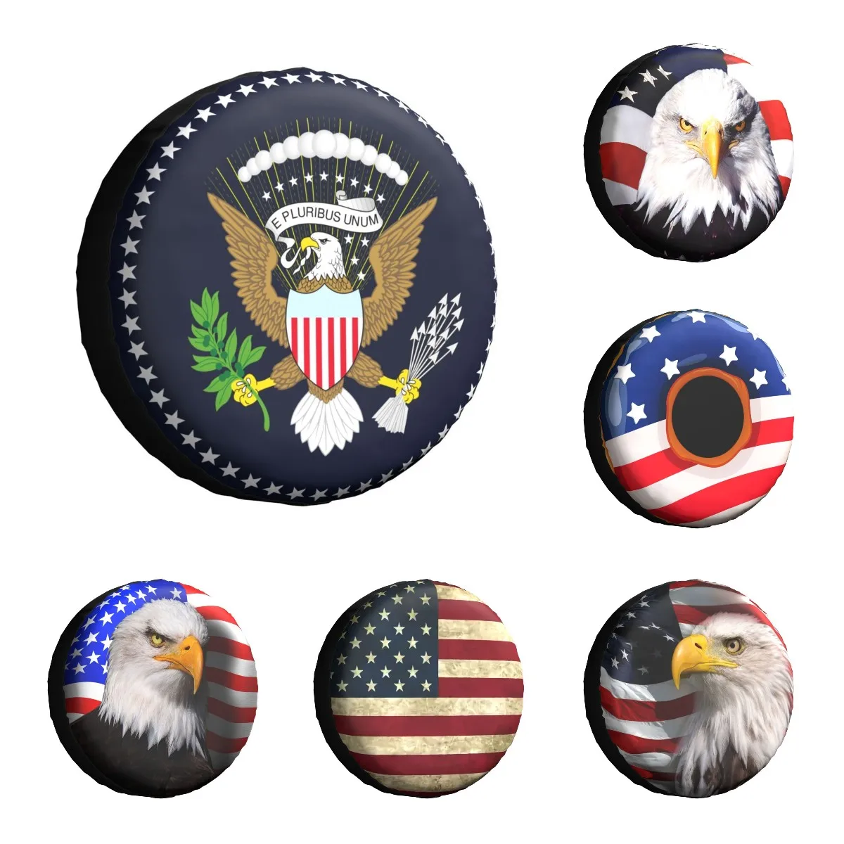 

United States Coat Of Arms Spare Tire Cover for Prado SUV Jeep Pajero American Seal RV Car Wheel Covers 14" 15" 16" 17" Inch