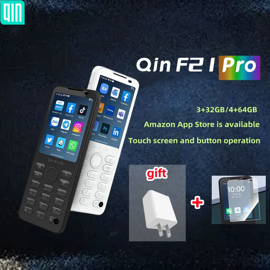 Global Verison Duoqin F21 Pro AMZN Appstore Android 11 Mini Smart 3GB 32GB 4GB 64GB MTK6761 Mobile Phone Multi-Language