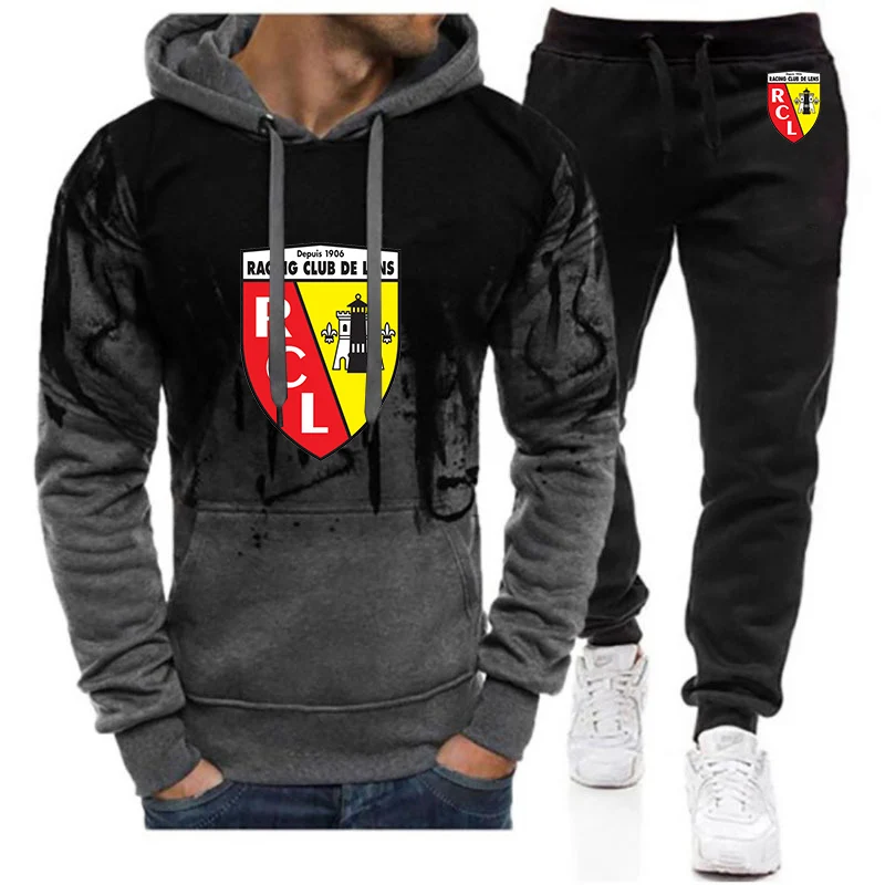 2022 New Euro Club Rc Lens Printed Men's Tracksuit Two Piece Suit Spring Autumn Gradient Hooded Sweatshirt Casual Sweatpant Sets