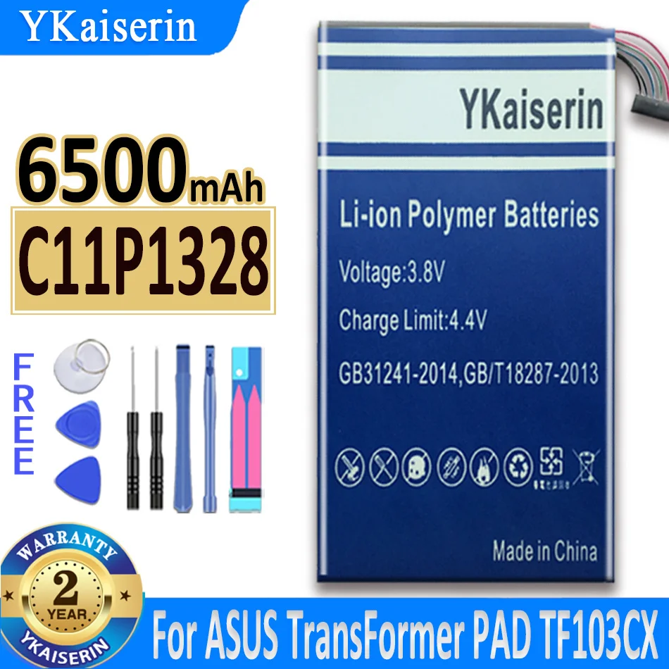 

6500mAh YKaiserin Battery C11P1328 For Asus Transformer PAD TF103C TF103CX TF103CG K010 K018 Tablet PC Bateria