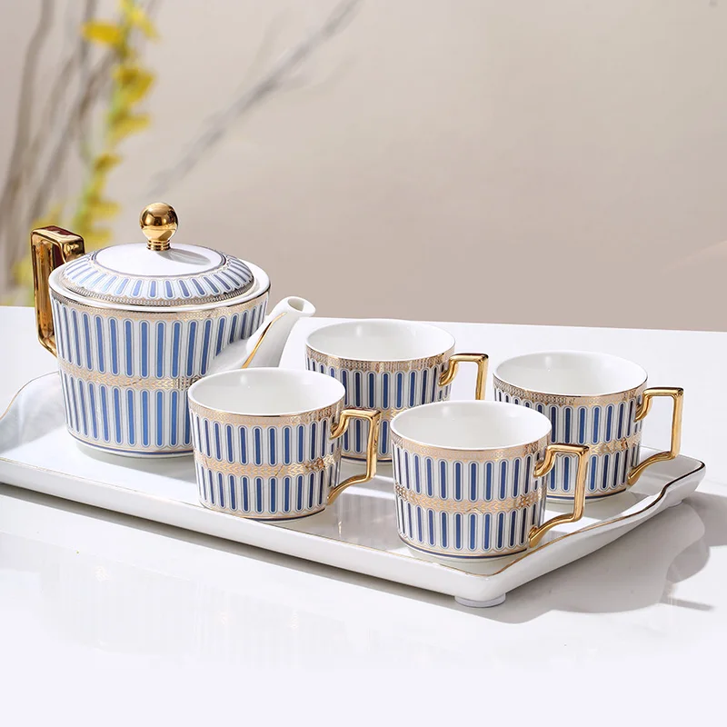 

British complete tea set, household creativity, luxury, afternoon tea cup, hot and cold kettle, coffee cup, with tray