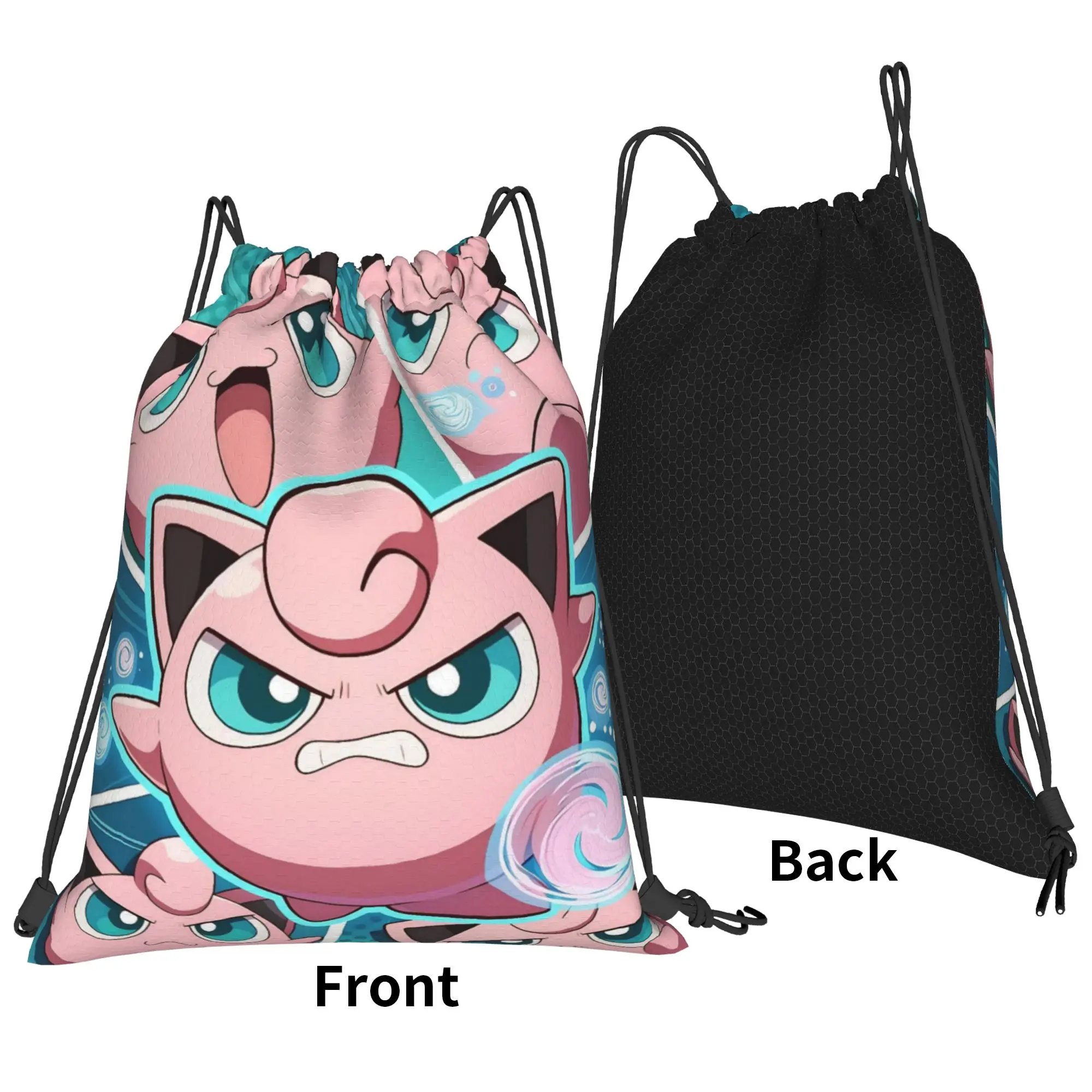Фото Розовый рюкзак-мешок Jigglypuffs Kawaii на шнурке, спортивная сумка, водонепроницаемый, для велоспорта, 36 см (Ш) x 43 см (В) №2