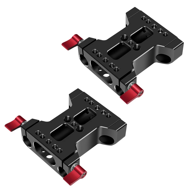 

2X Multifunction Camera Base Plate With 15Mm Rod Rail Clamp For Dslr Camera Shoulder Rig Support Accessories