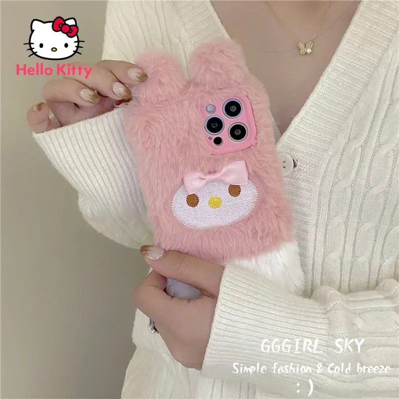 

Hello Kitty Plush Phone Case for iPhone13 13Pro 13Promax 12 12Pro Max 11 Pro X XS MAX XR 7 8 Plus Cute Cover