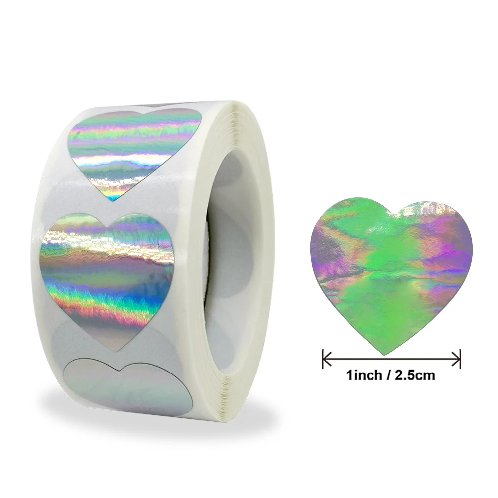 

100-500pcs Laser Blank Love Heart Stars Round Stickers Handmade Decoration Holiday Birthday Party Sealing Label Sticker