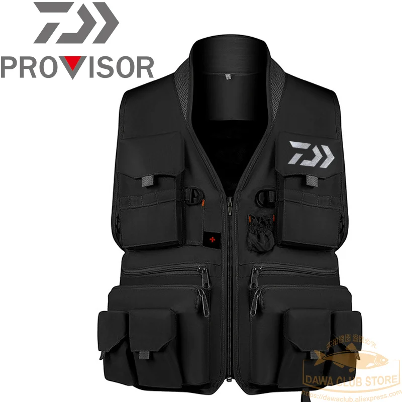

2022 summer Men's Multi-pocket Fishing Vest Breathable Fishing Jacket Outdoor Survival Quick-drying Reflective Lightweight Vest