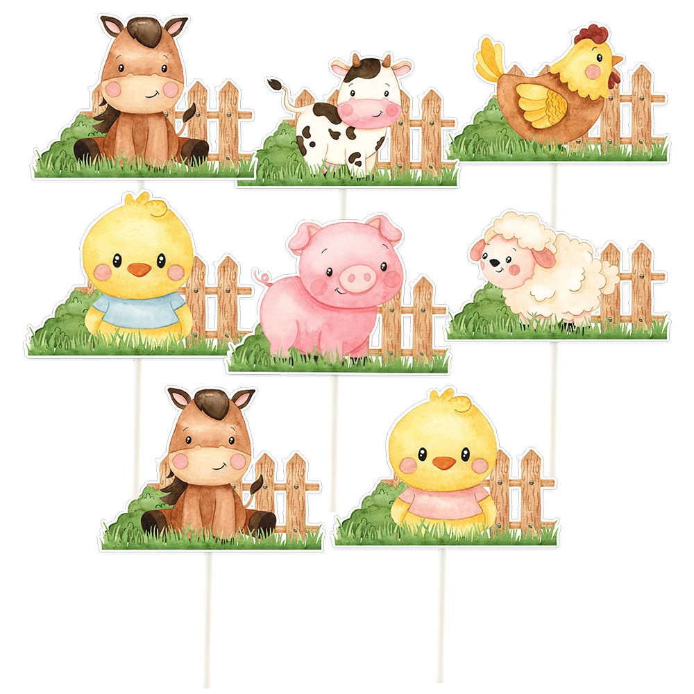 18 шт. картонные бумажные топперы для кексов с животными детей тематические