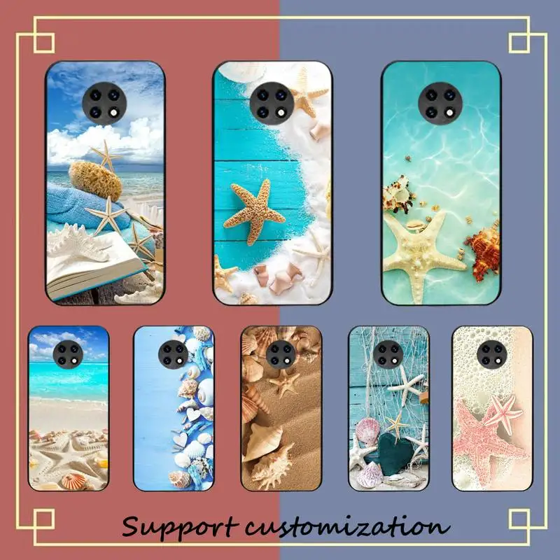 

RuiCaiCa Blue Wood Seashells Sea Star Phone Case For Xiaomi Redmi Note 8A 7 5 Note 8pro 8T 9Pro TPU Coque for note 6pro Funda