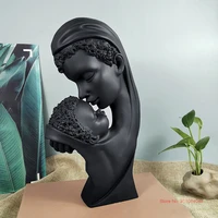 black loving mother and son resin statue hand painted affectionate parent child figurine harmonious home sculpture desk ornament