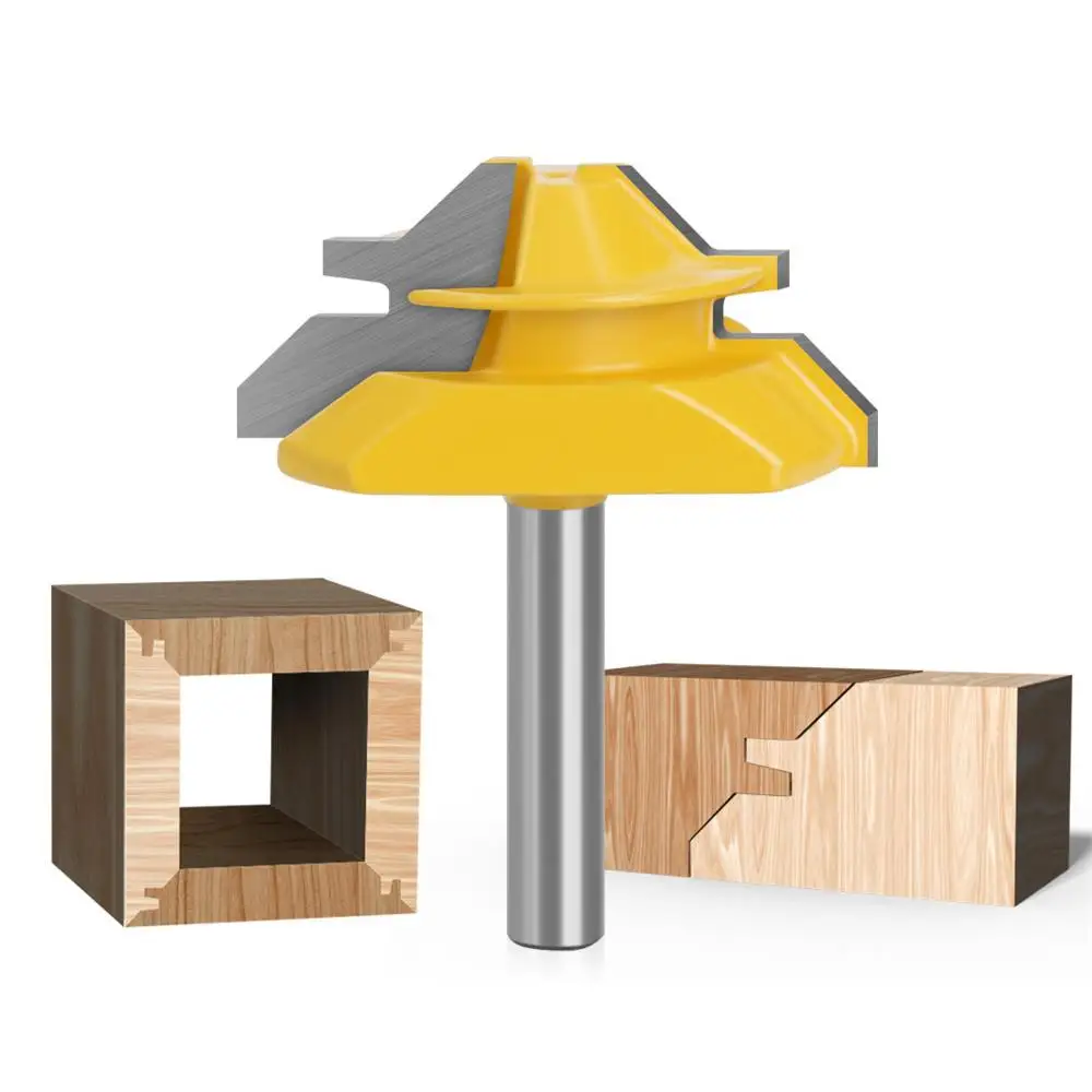 

Т-образная фреза 45 градусов 1/4 дюйма x 1-1/2 дюйма для деревообработки, столярных работ, 1/4-дюймовый хвостовик, Язык и паз, фреза