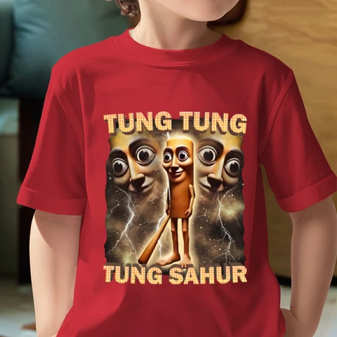 Tung Tung Tung Sahur Design детская футболка Brainrot хлопковая