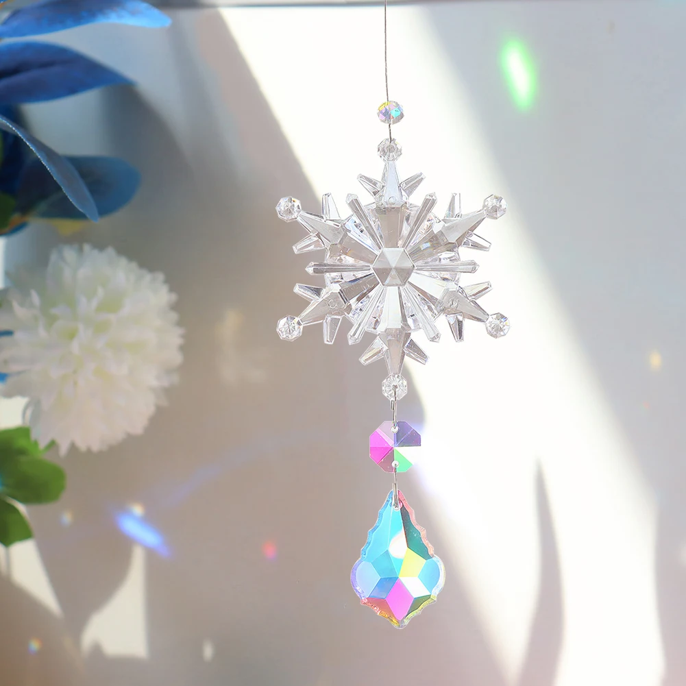 

Рождественский Ловец снов, акриловая Снежинка, Хрустальная Призма, ветряные колокольчики, садовые украшения, декор для окна, патио, для штор...