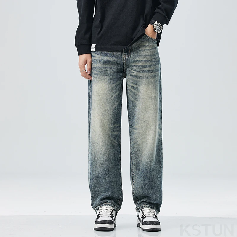 Широкие брюки мужские мешковатые джинсы свободная уличная одежда повседневные