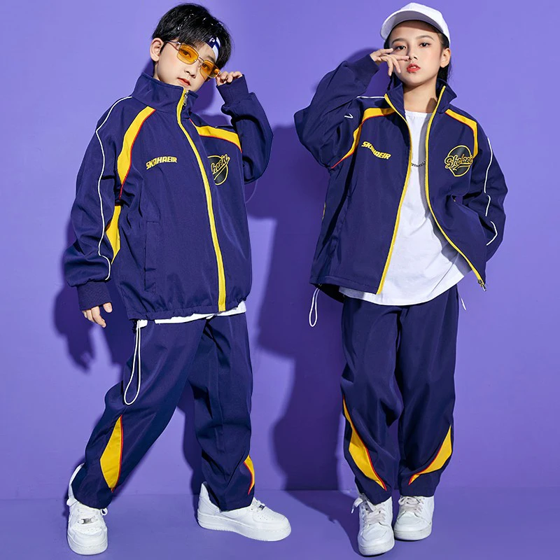 

Children Jazz Modern Dance Clothes For Kids Long Sleeved Sports Suit Boys Girls Hip Hop Dance Costumes Street Outfits DN11321