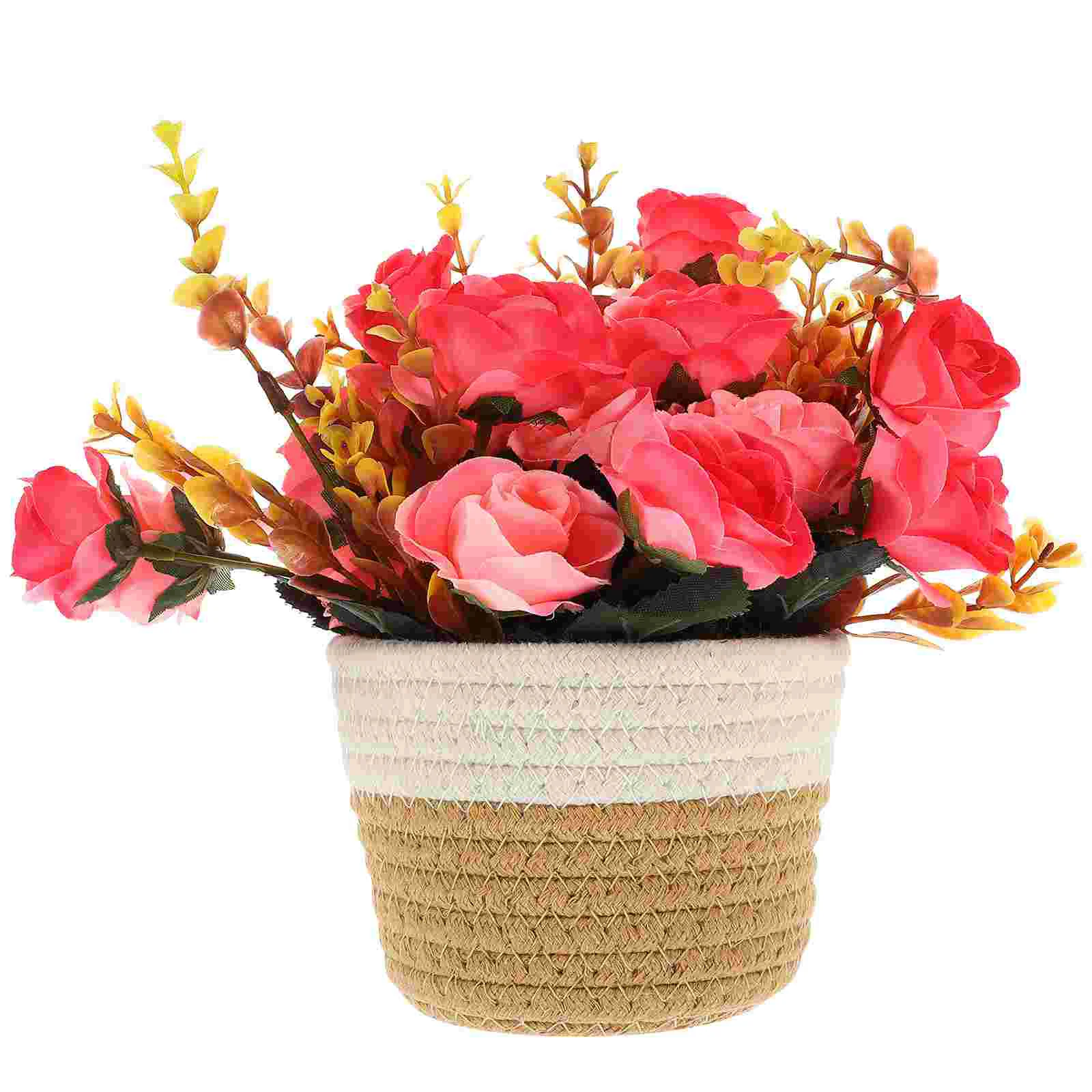 

Decor Small Potted Faux Fake Bonsai Artificial Flowers Silk Plants Green Emulated Decorative