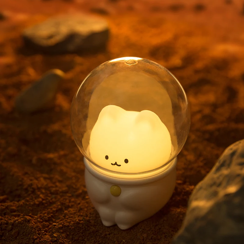 LED Kawaii Night Light Space Capsule Cute Cat Rabbit Lamp Light Soft Warm Gift Lamps for Kid Baby Children Bedroom Bedside Decor