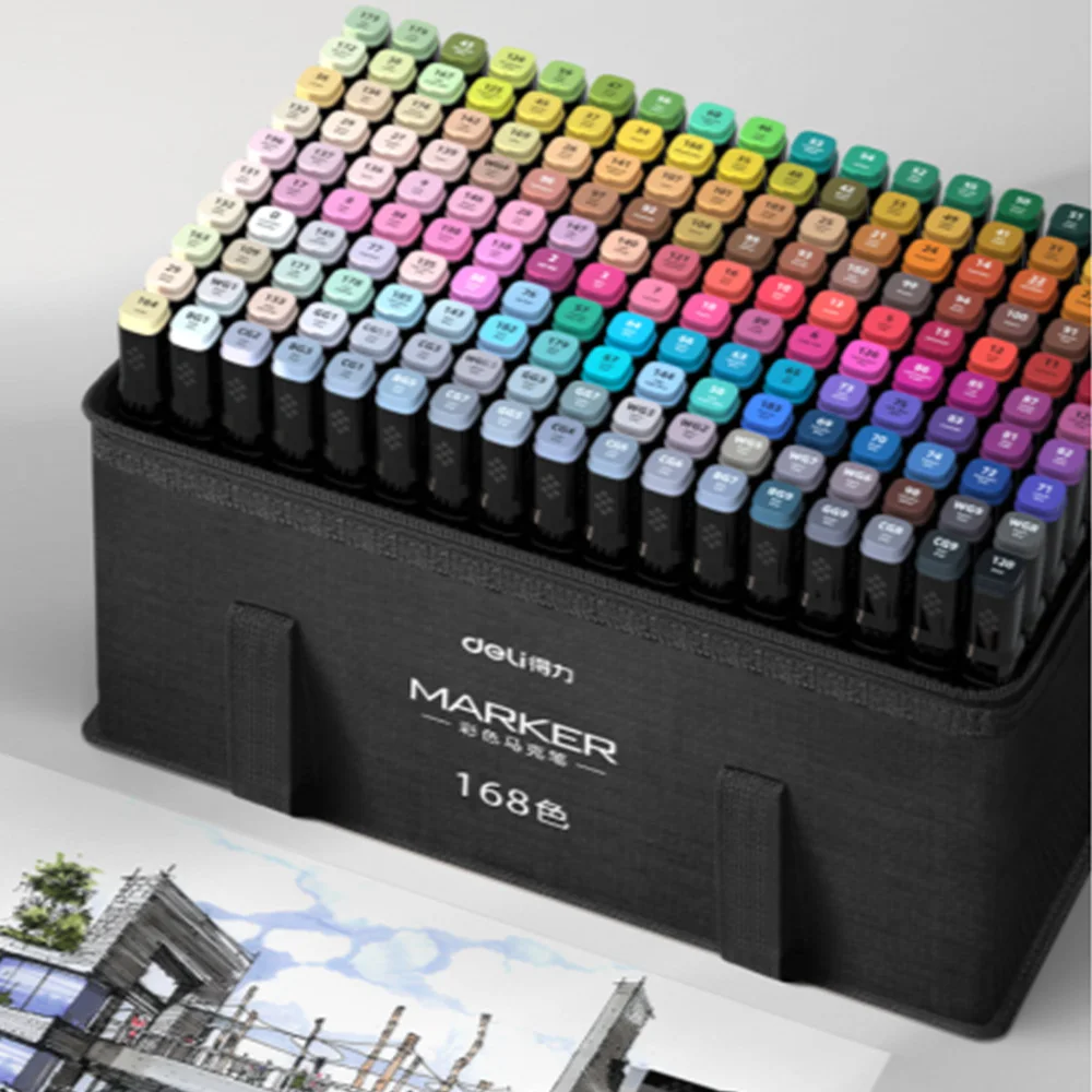 Deli 30/80/168 цветов профессиональный маркер для эскизов с двойной головкой