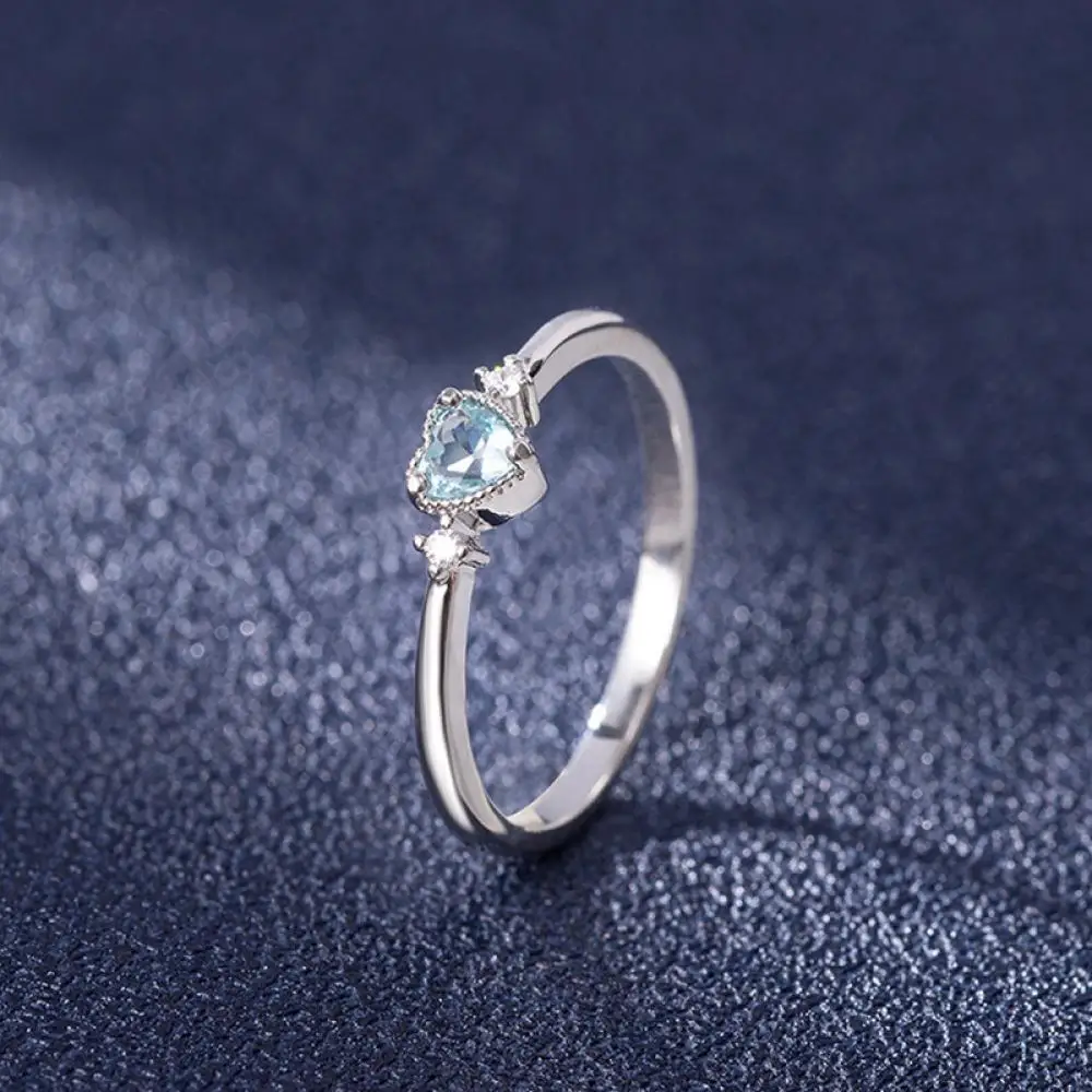 

HOYON 18K White Gold Color Delicate Petite Blue Topaz Heart Shape Women Rings Set Diamond Style Zircon Fashion Zircon jewelry