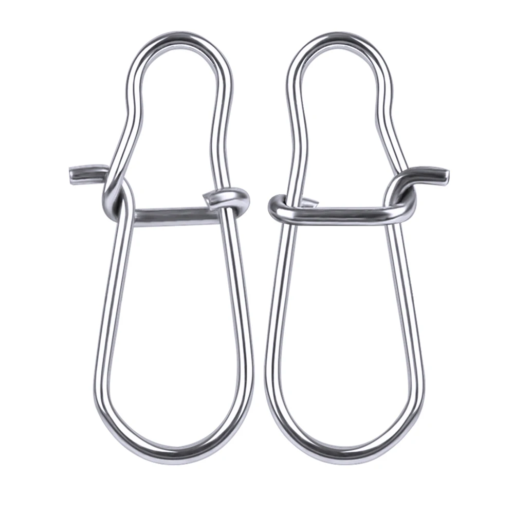 

100pcs Barrel Stainless Steel Fast Clip Lock Safety Snap Swivel 12mm-28.5mm Diamond Snaps 0#-6# Fishing Connector Swivels Tackle