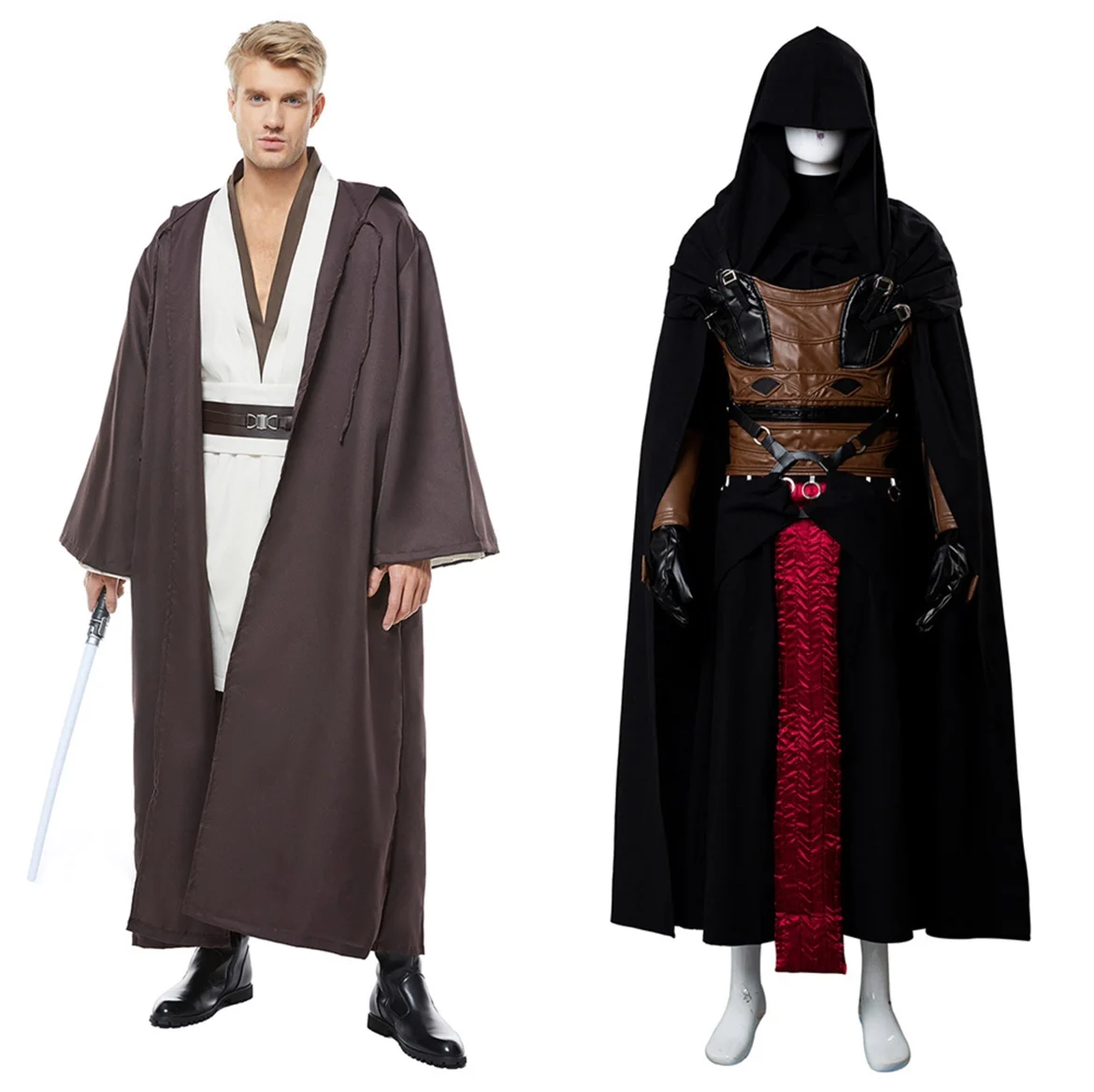 Movie Obi-Wan Kenobi /Darth Revan Cosplay Costume Outfit Cape Jedi TUNIC Robe Halloween Cosplay Costume For Men